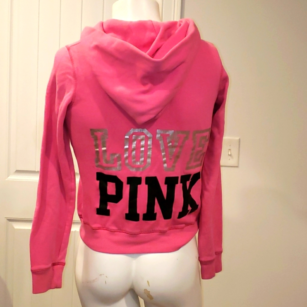 Used Women's Pink zip up sweatshirt hoodie medium - Picture 3 of 7
